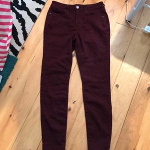 Red High Waisted Jeggings